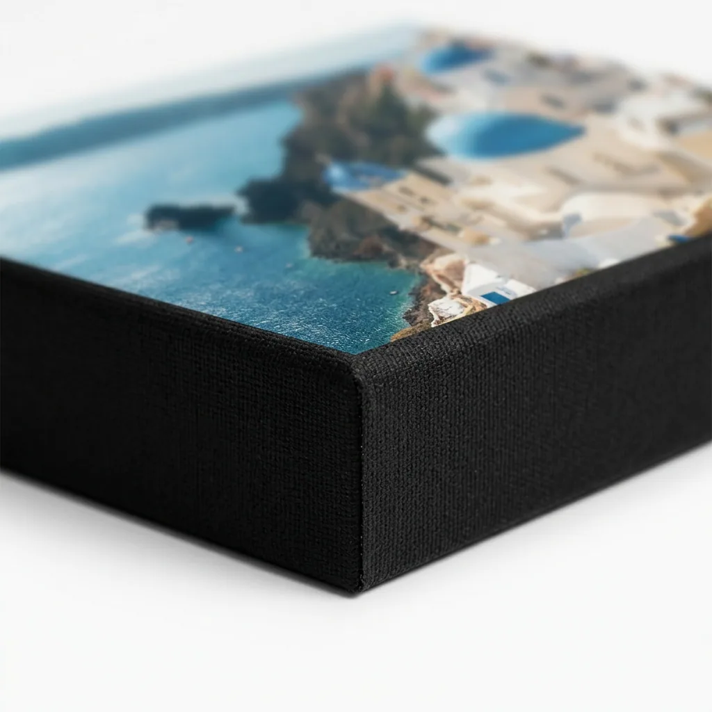 Museum wrap canvas — image on the face with solid black sides